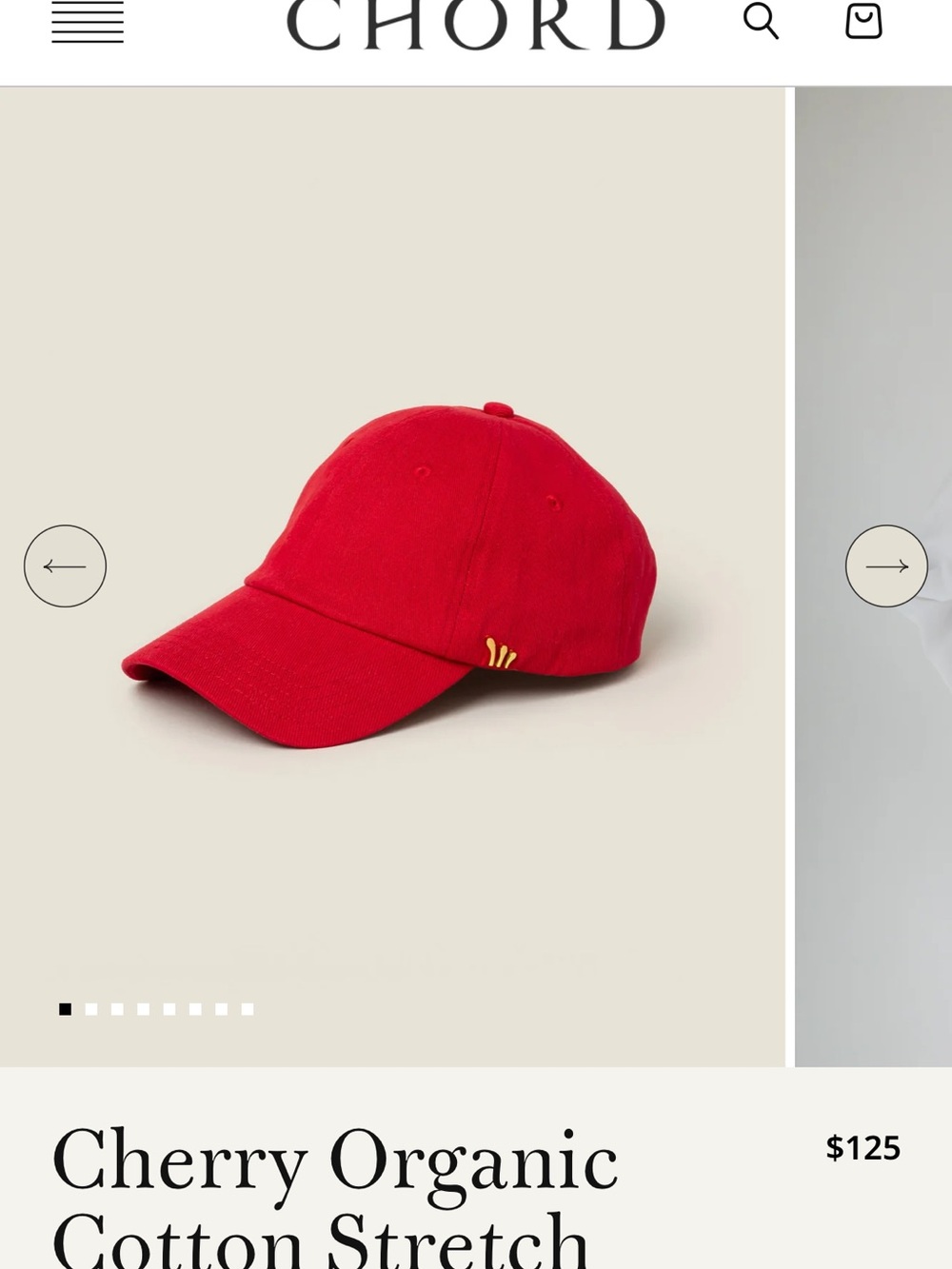 CHORD Cherry Red Organic Cotton Stretch Cap